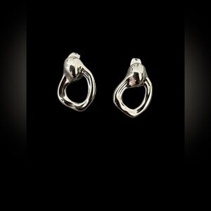 White Gold Plated Door Knocker Earrings